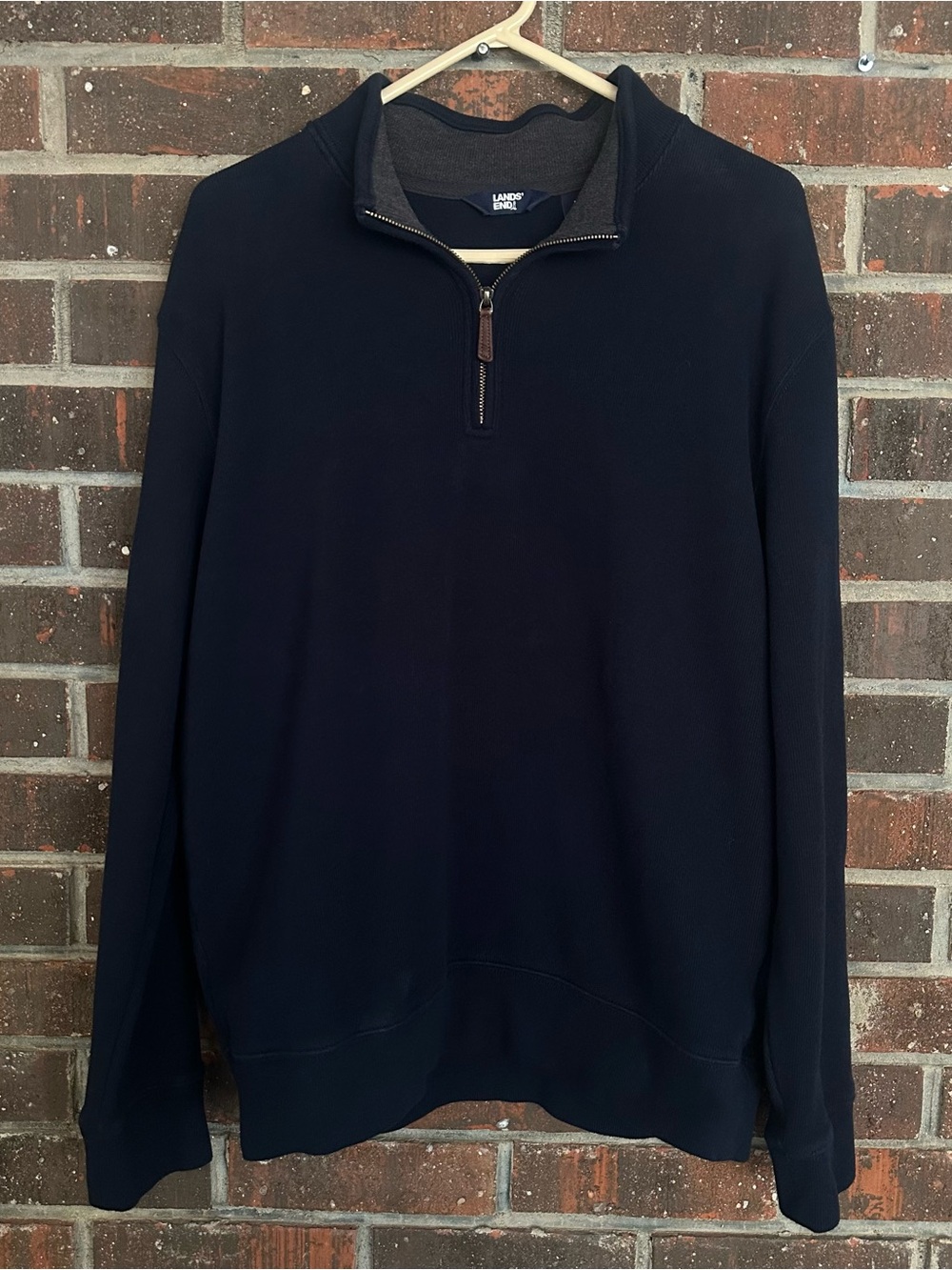 Lands' End Men's Dark Navy Quarter-Zip Sweater